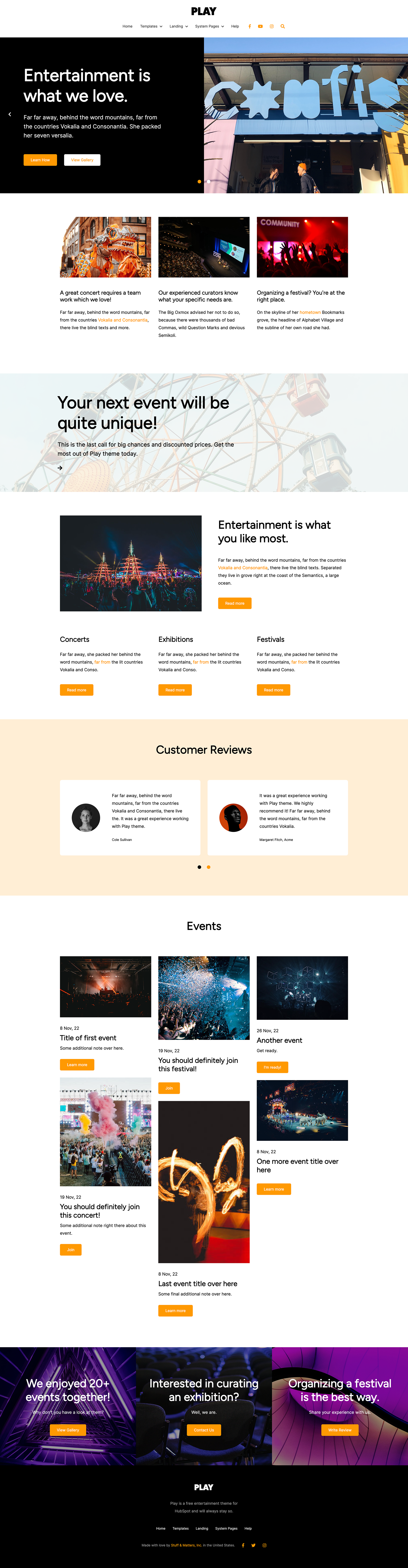 Play theme "Home" template view.