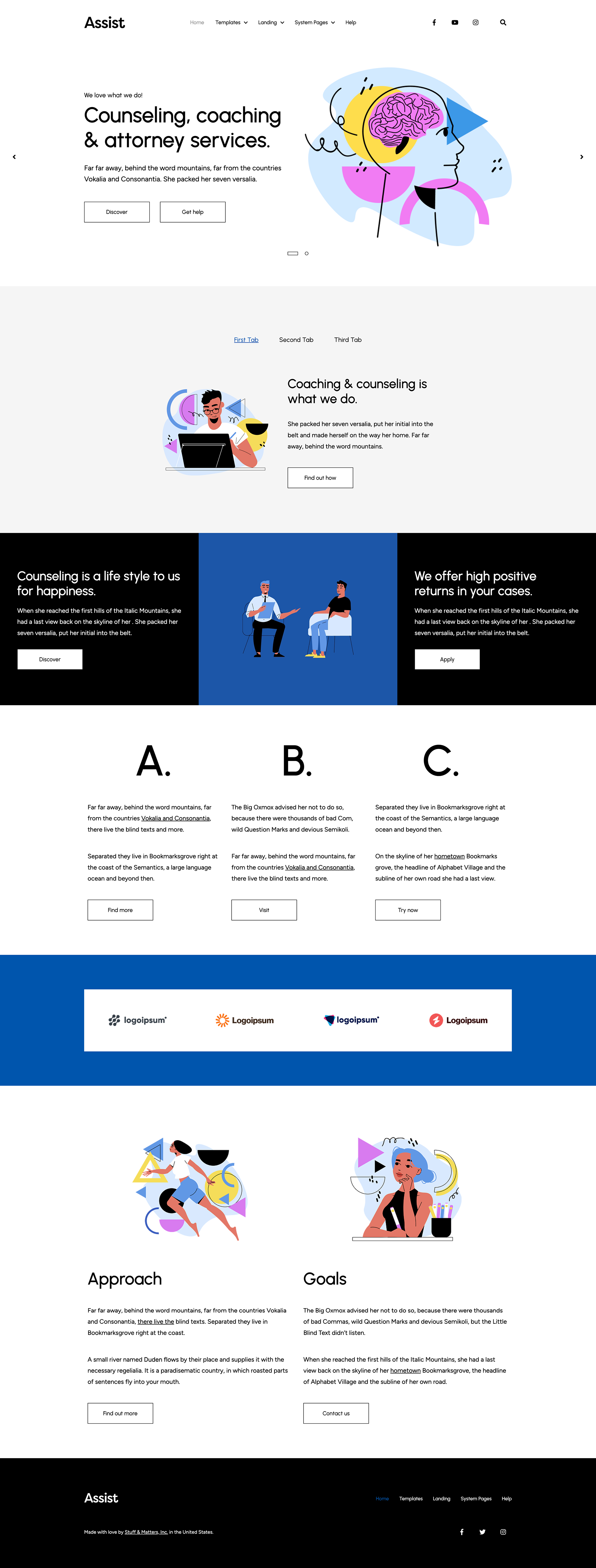 Assist theme "Home" template view.
