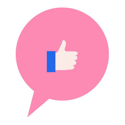 Thumbs up in pink speech bubble